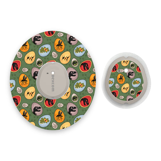 Dinosaur Eggs Dexcom G7 Diabetes Patch with Matching Vinyl Centre Sticker