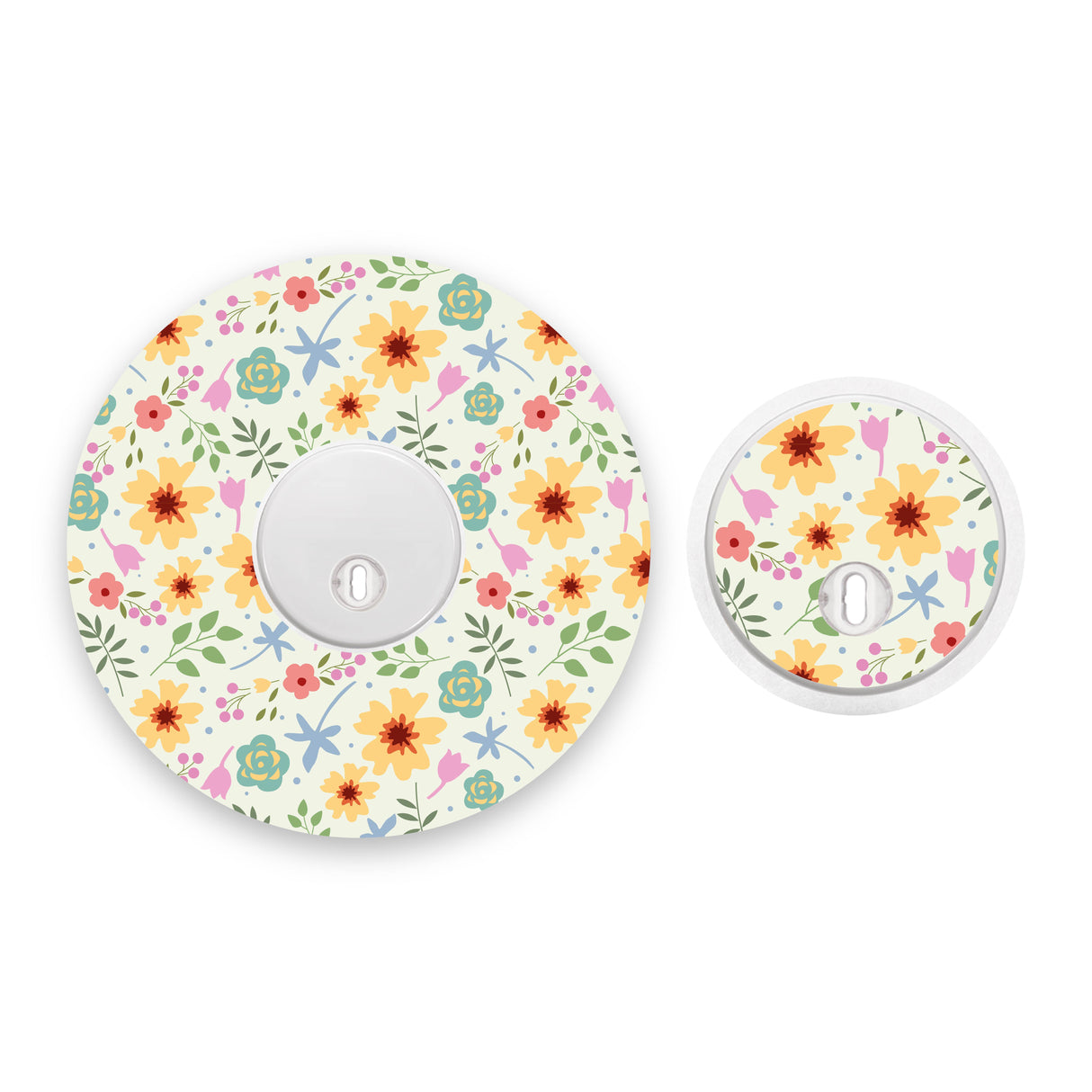 Yellow Flowers Freestyle Libre 3 Diabetes Patch with Matching Vinyl Centre Sticker