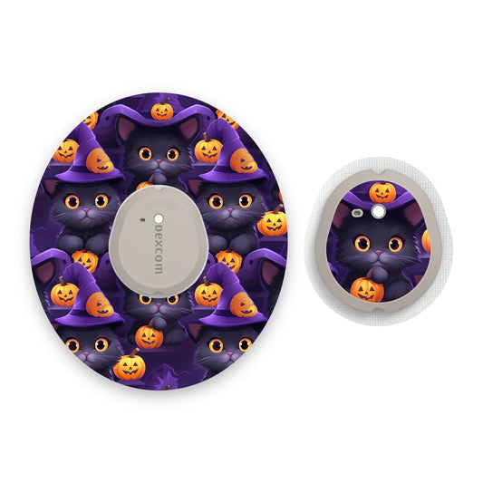 Halloween Cats Dexcom G7 Diabetes Patch with Matching Vinyl Centre Sticker