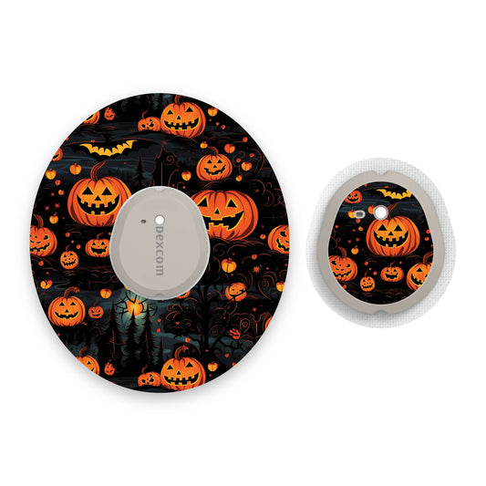 Halloween Pumpkins Dexcom G7 Diabetes Patch with Matching Vinyl Centre Sticker