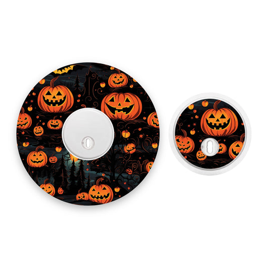 Halloween Pumpkins Freestyle Libre 3 Diabetes Patch with Matching Vinyl Centre Sticker