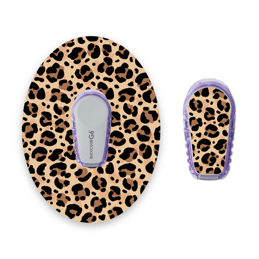 Leopard Print Dexcom G6 Diabetes Patch with Matching Vinyl Centre Sticker