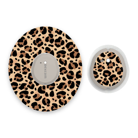 Leopard Print Dexcom G7 Diabetes Patch with Matching Vinyl Centre Sticker