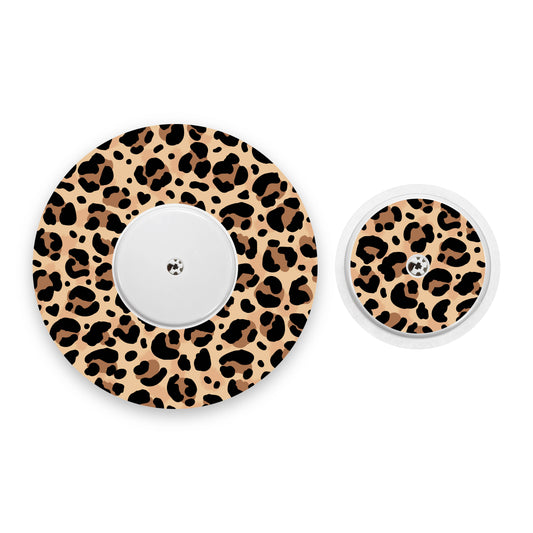 Leopard Print Freestyle Libre 2 Diabetes Patch with Matching Vinyl Centre Sticker