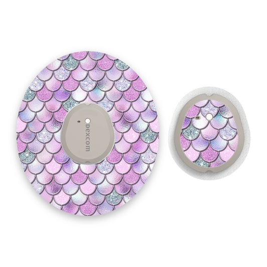 Lilac Mermaid Scales Dexcom G7 Diabetes Patch with Matching Vinyl Centre Sticker