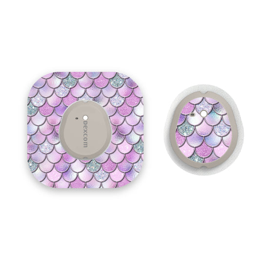 Lilac Mermaid Scales Dexcom G7 Diabetes Patch with Matching Vinyl Centre Sticker