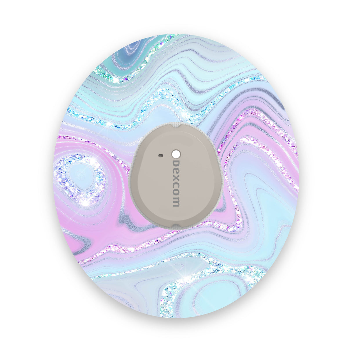 Aqua Pink Marble Sparkle Effect Dexcom G7 Diabetes Patch