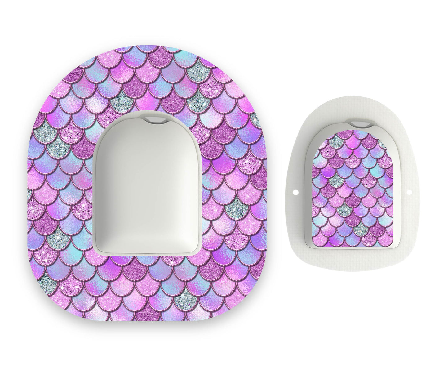 Pink-Purple Mermaid Scales Omnipod Diabetes Patch with Matching Vinyl Centre Sticker