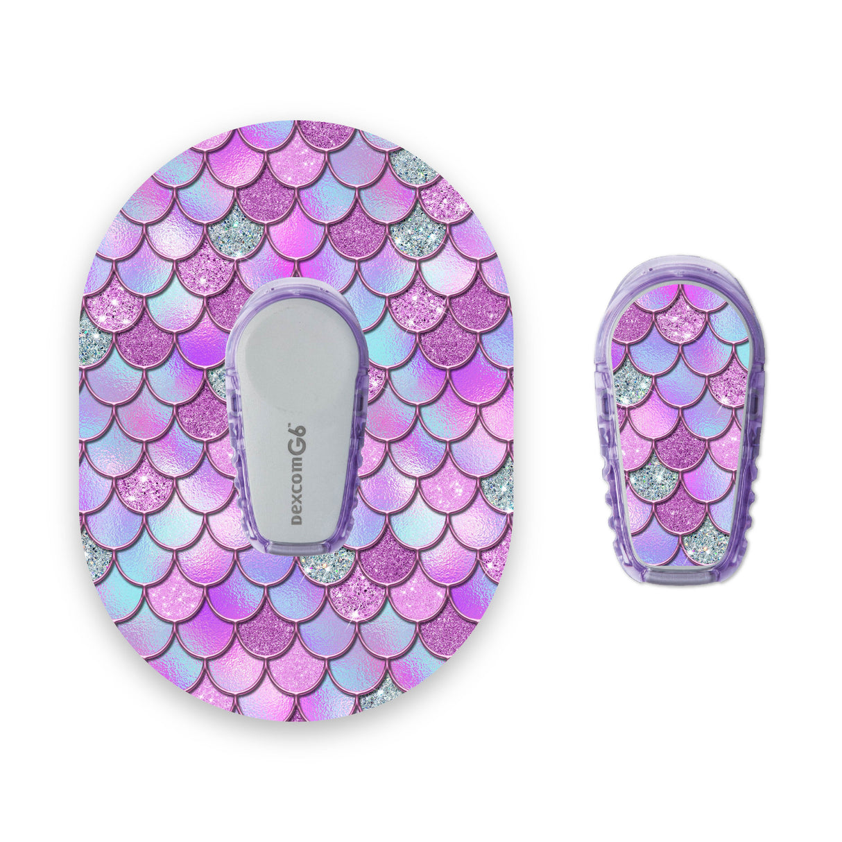 Pink-Purple Mermaid Scales Dexcom G6 Diabetes Patch with Matching Vinyl Centre Sticker