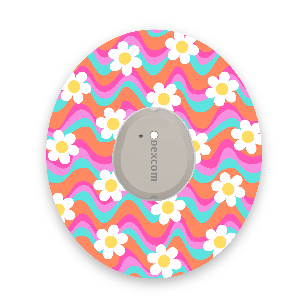 Pink & Orange Groovy Flowers Dexcom G7 Diabetes Patch