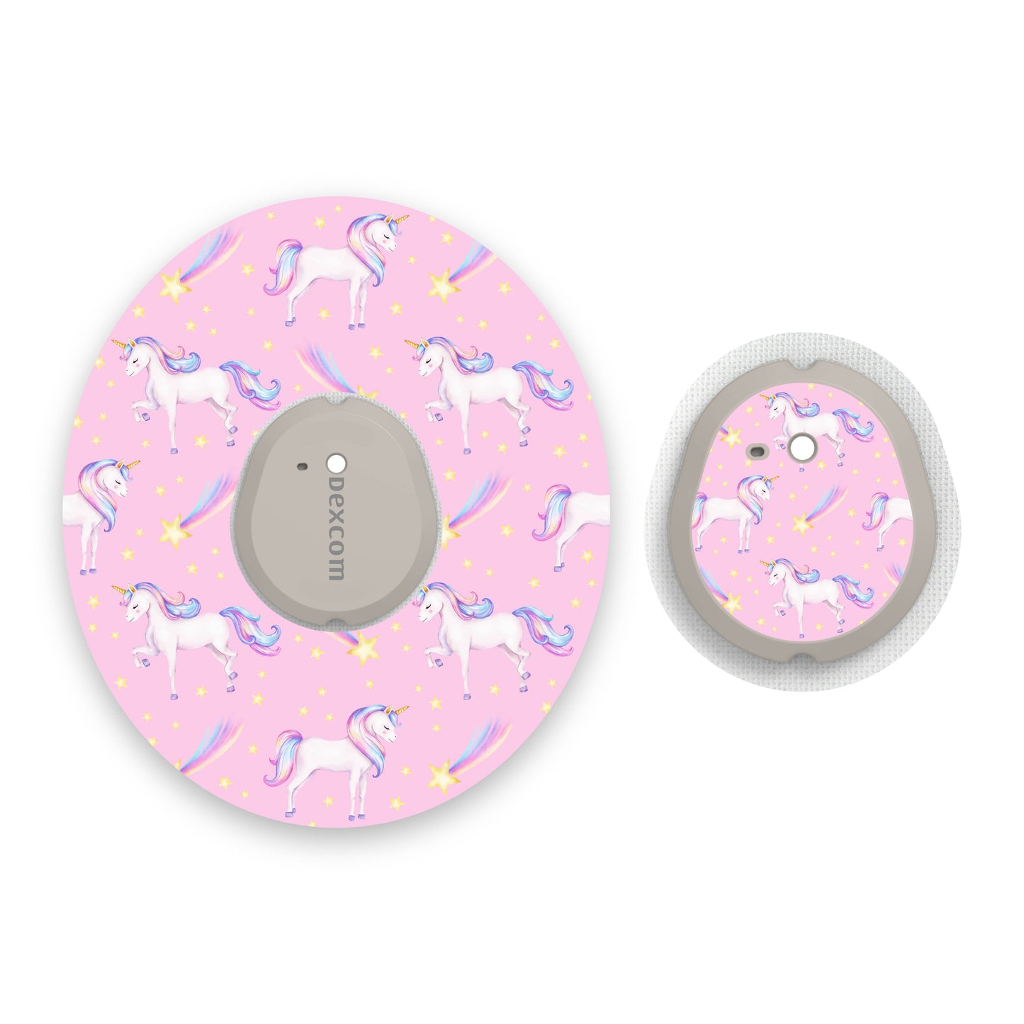 Pink Unicorn Dexcom G7 Diabetes Patch with Matching Vinyl Centre Sticker