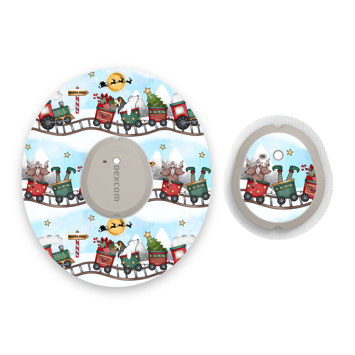Polar Express Dexcom G7 Diabetes Patch with Matching Vinyl Centre Sticker