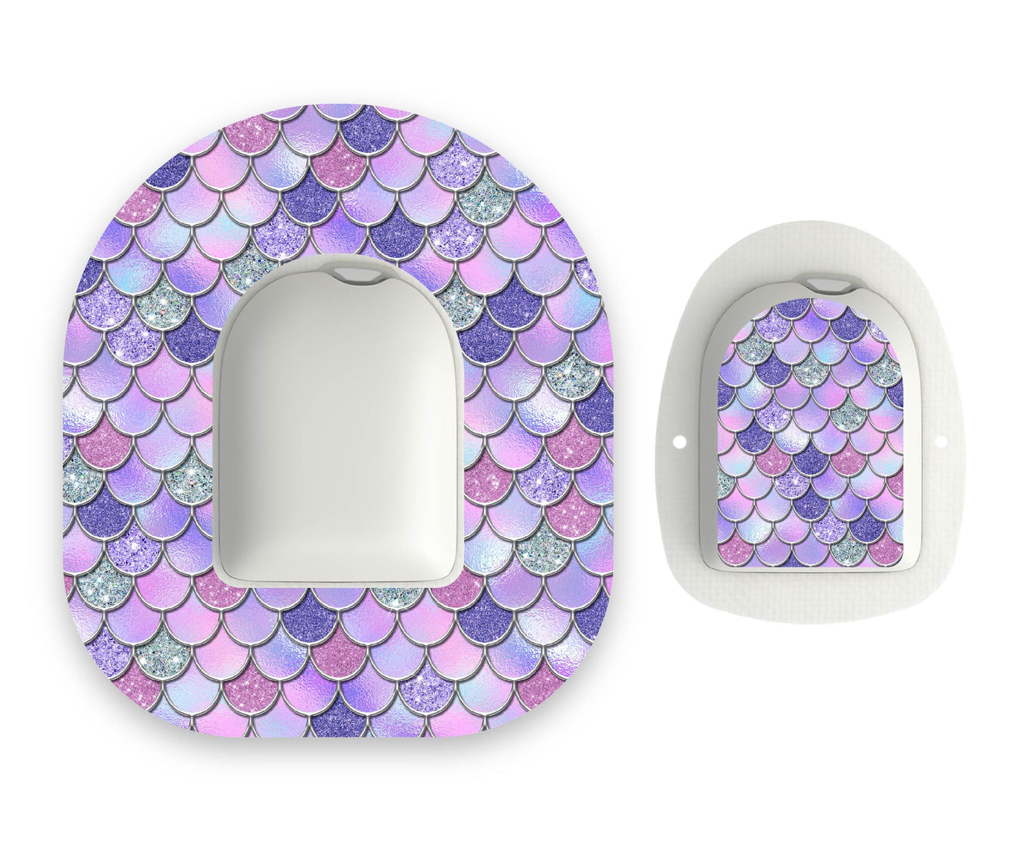 Purple Mermaid Scales Omnipod Diabetes Patch with Matching Vinyl Centre Sticker