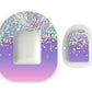 Purple Ombré Printed Glitter Effect Omnipod Diabetes Patch with Matching Vinyl Centre Sticker