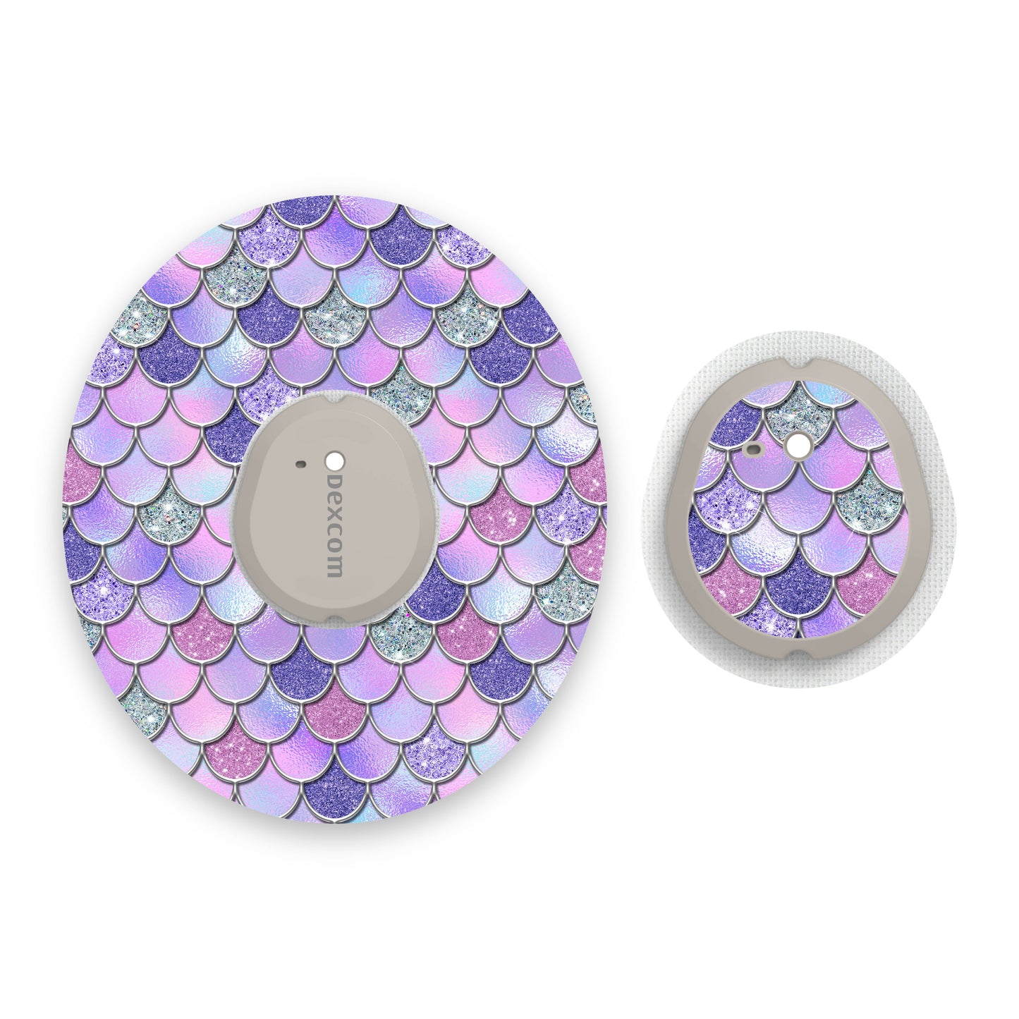 Purple Mermaid Scales Dexcom G7 Diabetes Patch with Matching Vinyl Centre Sticker