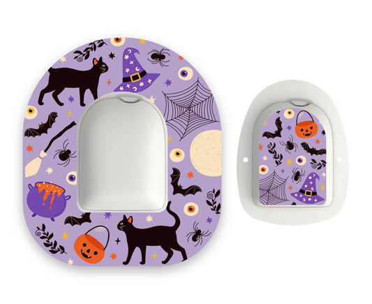 Spooky Halloween Omnipod Diabetes Patch with Matching Vinyl Centre Sticker