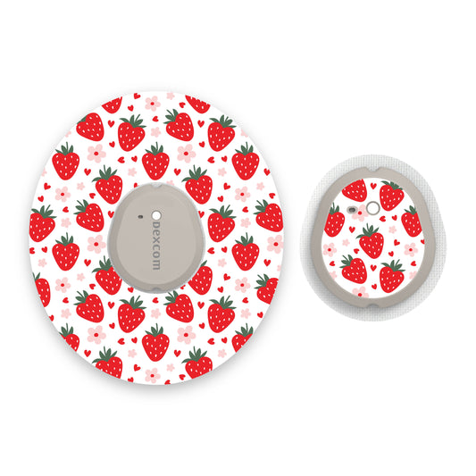 Strawberries Dexcom G7 Diabetes Patch with Matching Vinyl Centre Sticker