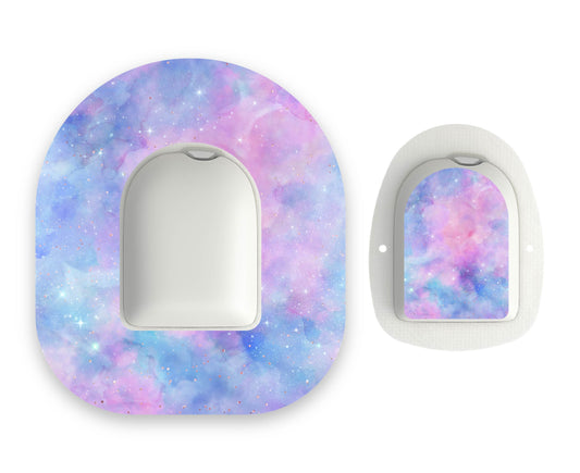 Watercolour Dream Omnipod Diabetes Patch with Matching Vinyl Centre Sticker