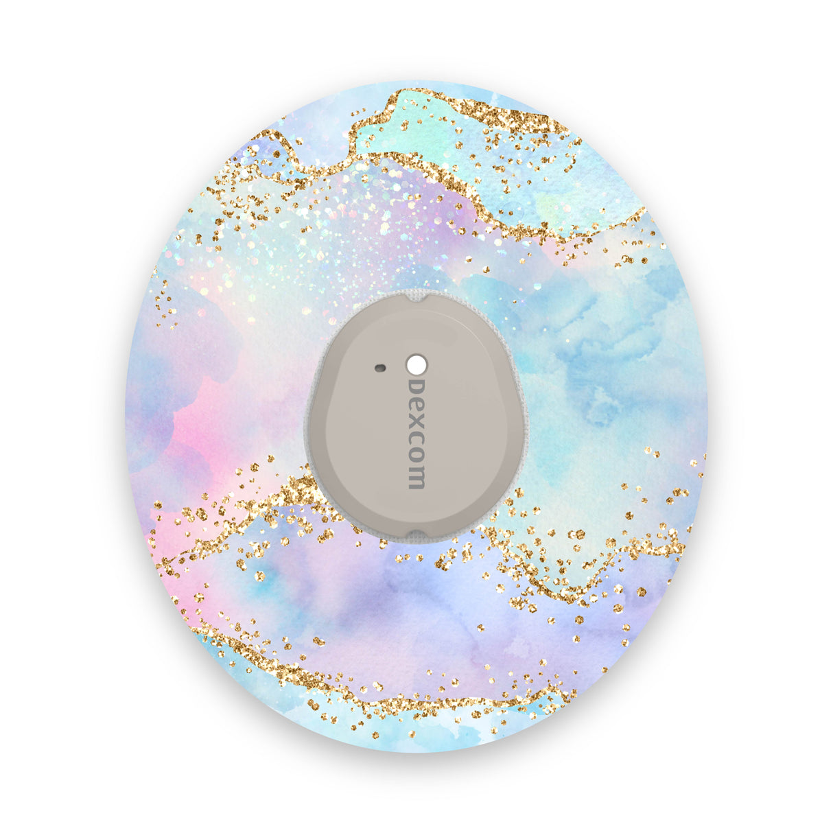Turquoise Watercolour Gold Sparkle Effect Dexcom G7 Diabetes Patch