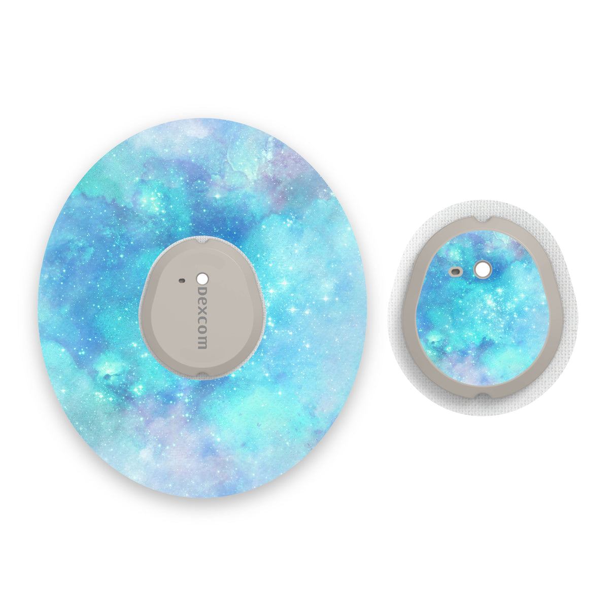 Turquoise Watercolour Dexcom G7 Diabetes Patch with Matching Vinyl Centre Sticker