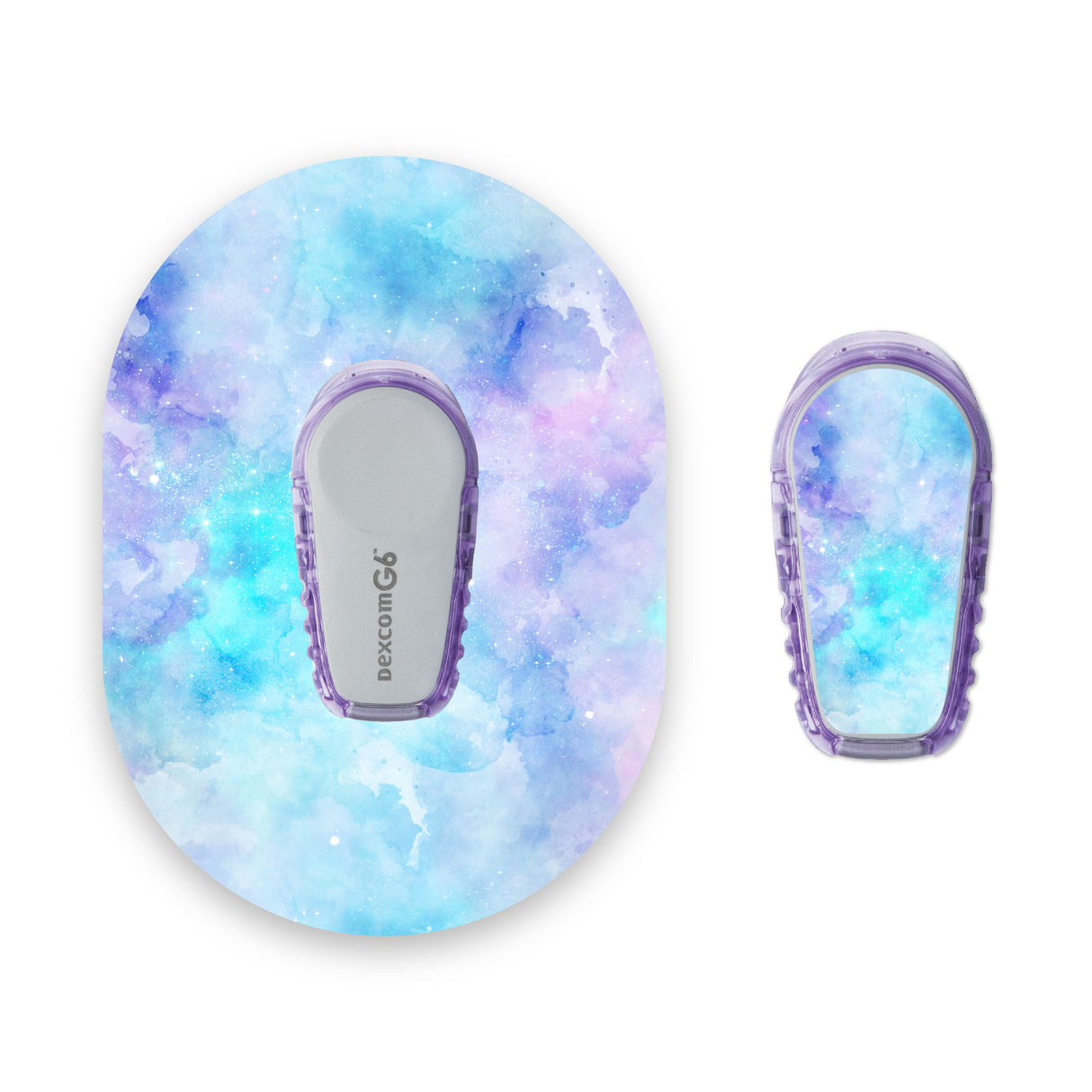 Aqua Watercolour Dexcom G6 Diabetes Patch with Matching Vinyl Centre Sticker