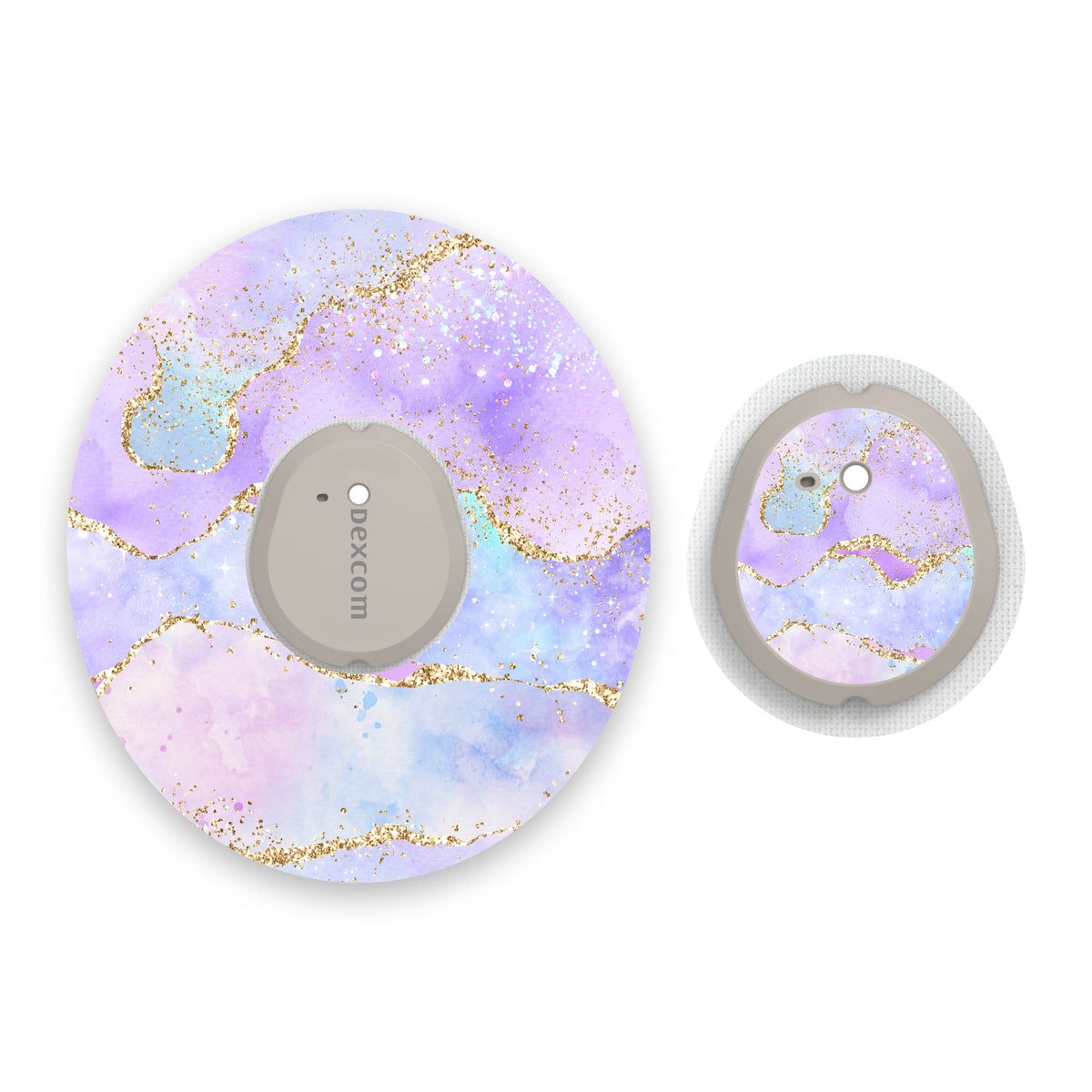 Purple Watercolour Gold Sparkle Effect Dexcom G7 Diabetes Patch with M ...