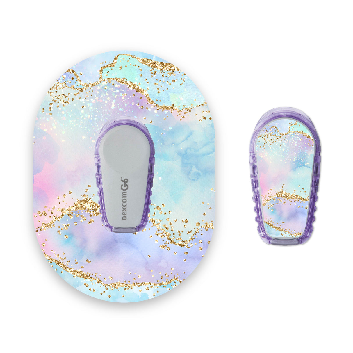 Turquoise Watercolour Gold Sparkle Effect Dexcom G6 Diabetes Patch